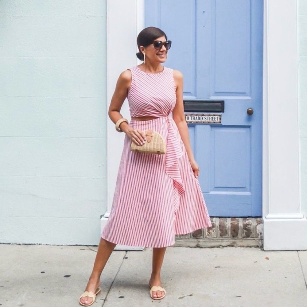 J. Crew Pink and White Striped Collection Dress